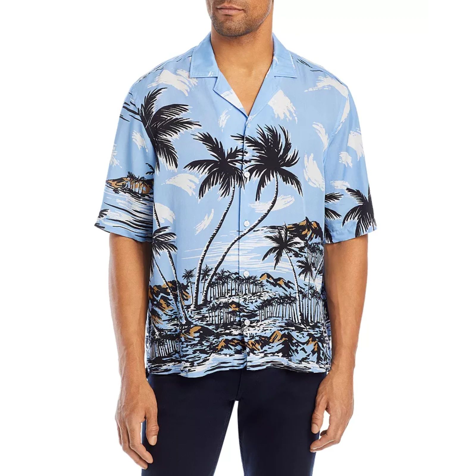 Hugo Boss Camp Shirt Mens Xxl Blue Button Up Short Sleeve Hawaiian Lars $148